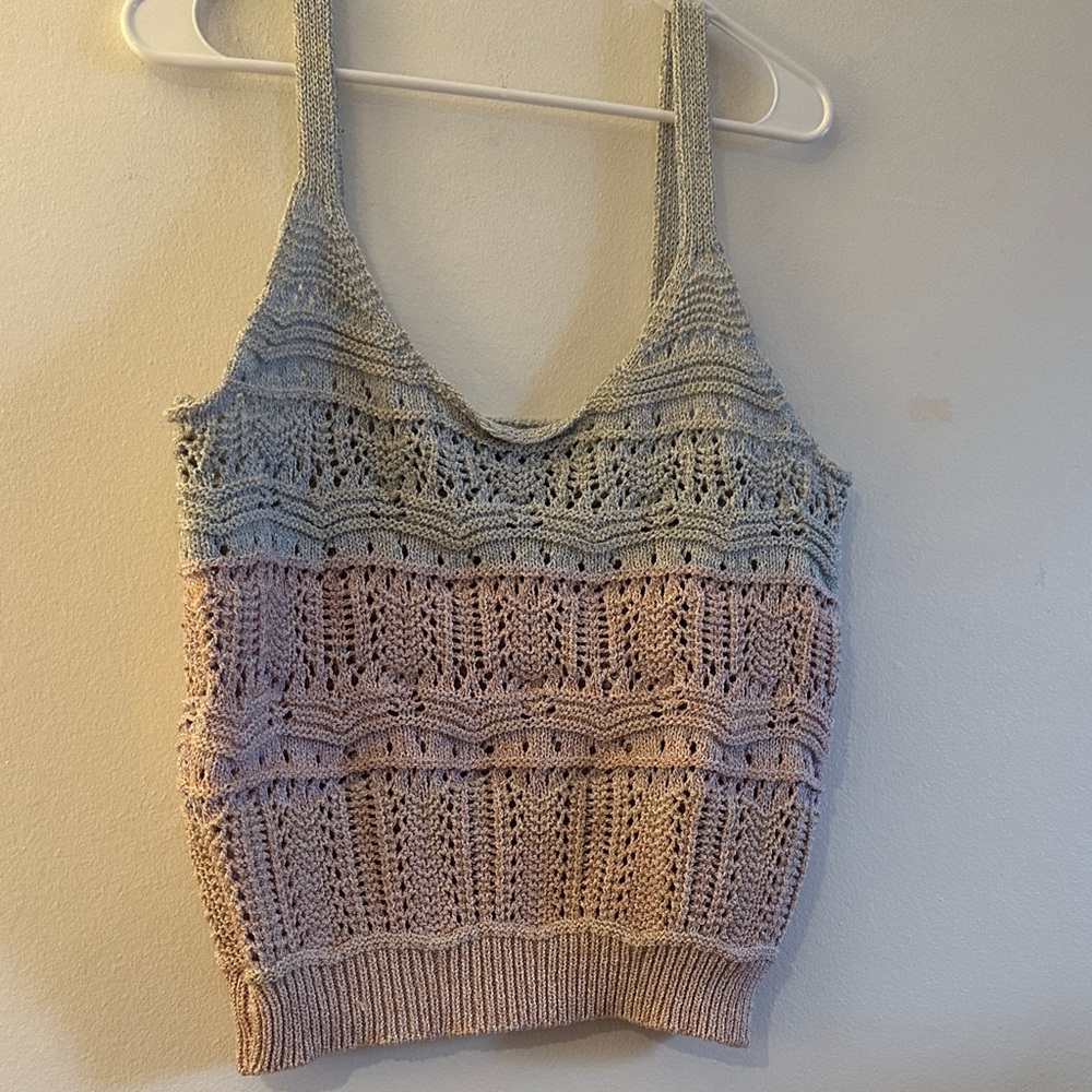 Elegant Knit Tank Top in Blue and Purple - Preloved